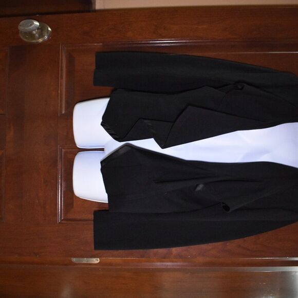 Vintage Cache Black Open Front Blazer Women’s 8 Ruffled Dressy Suit Jacket - Picture 11 of 14